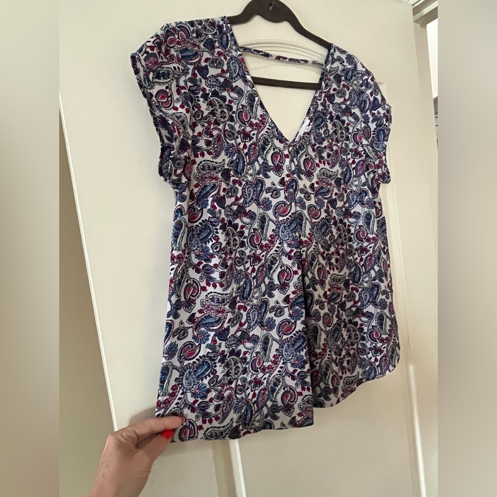 DR2 Designer Paisley Print Blouse Multicolor Women’s Size Medium - Picture 5 of 14